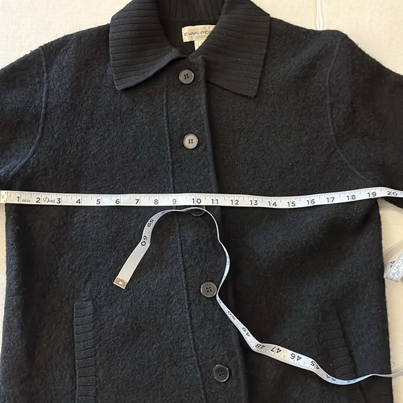 Evan-Picone-M-black-100% Laine wool, Collar button-down cardigan, ribbed details - Picture 11 of 11